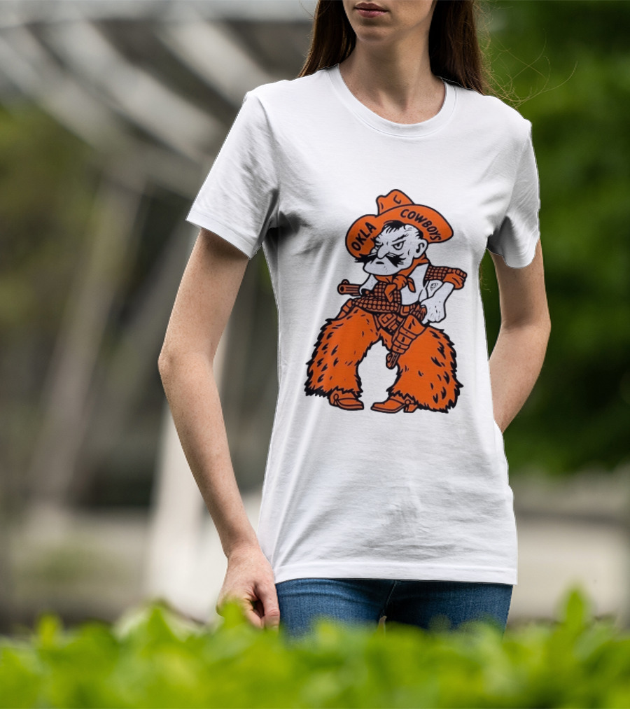 Oklahoma Cowboys Pistol Pete Orange Cowboy T-Shirt
