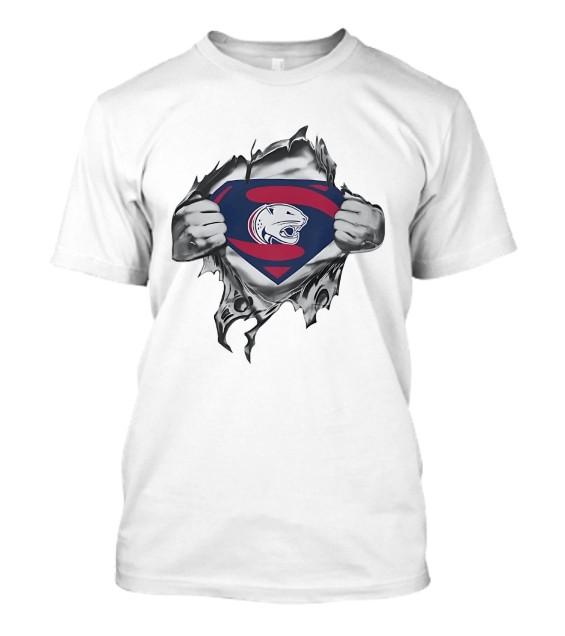 Panthers Superman Chest Emblem Ripped Superhero T-Shirt