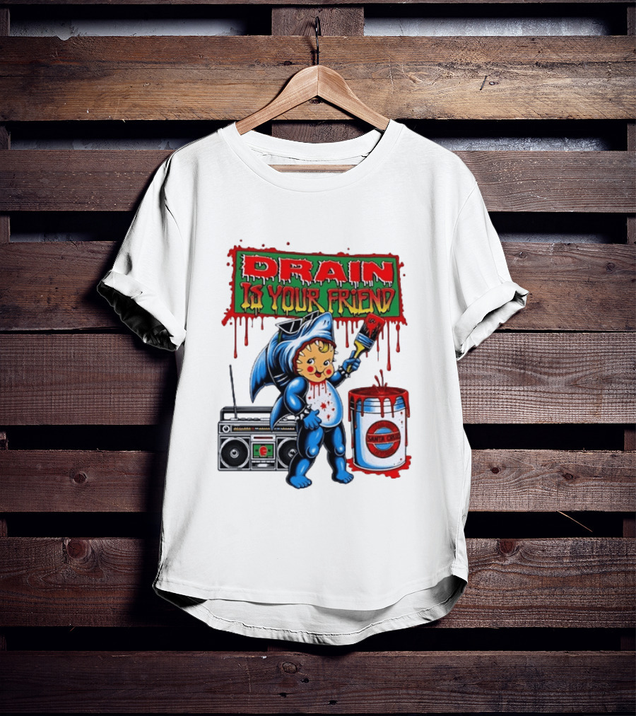 Santa Cruz Drain Is Your Friend Shark Baby Boombox T-Shirt