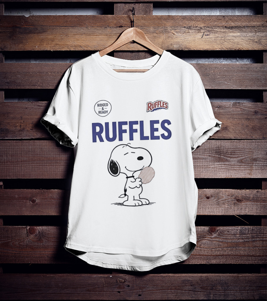 Ruffles Ridged And Ready Peanuts Snoopy Eating Chips T-Shirt