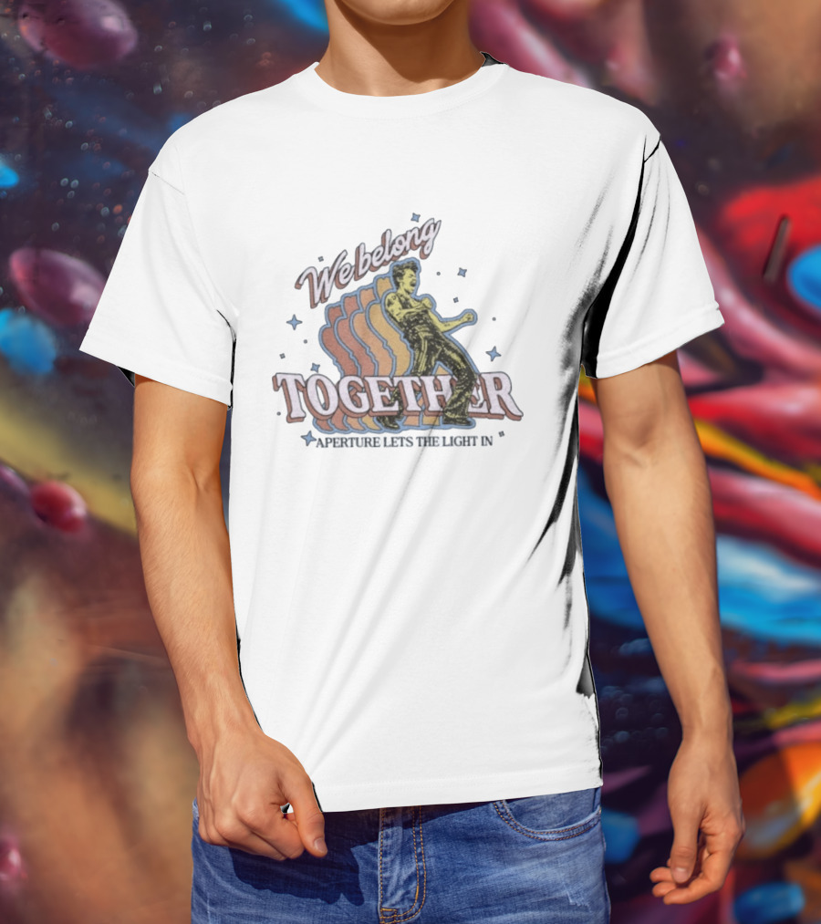 We Belong Together Aperture Lets The Light In Retro Style Dancing Figure With Stars T-Shirt
