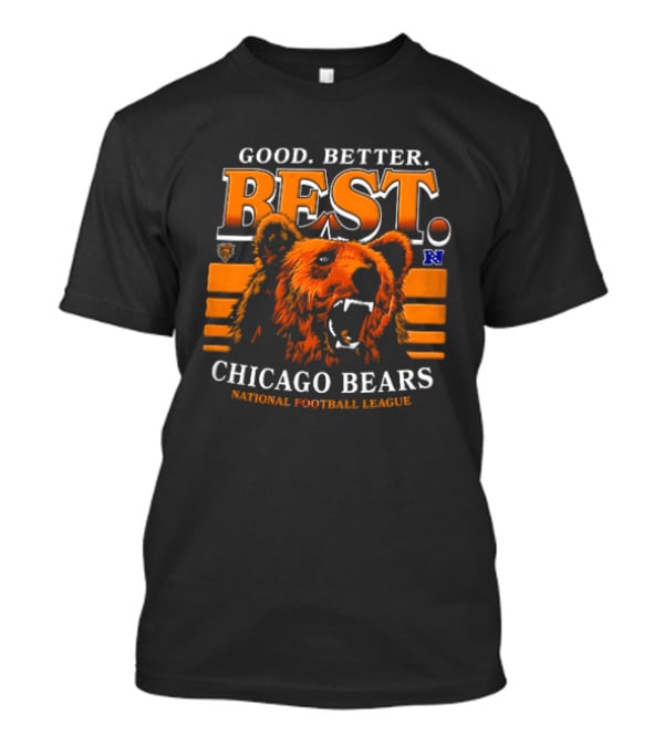 Chicago Bears Good Better Best Roaring Bear Head National Football League Orange Stripes T-Shirt