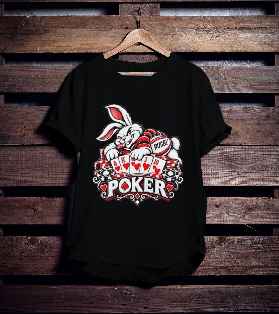 Rugby Poker Rabbit Royal Flush Card Game T-Shirt