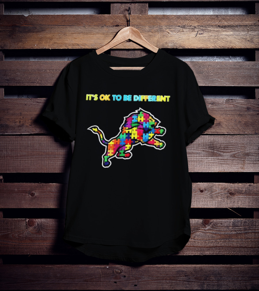 Detroit Lions It's OK To Be Different Colorful Jigsaw Puzzle T-Shirt