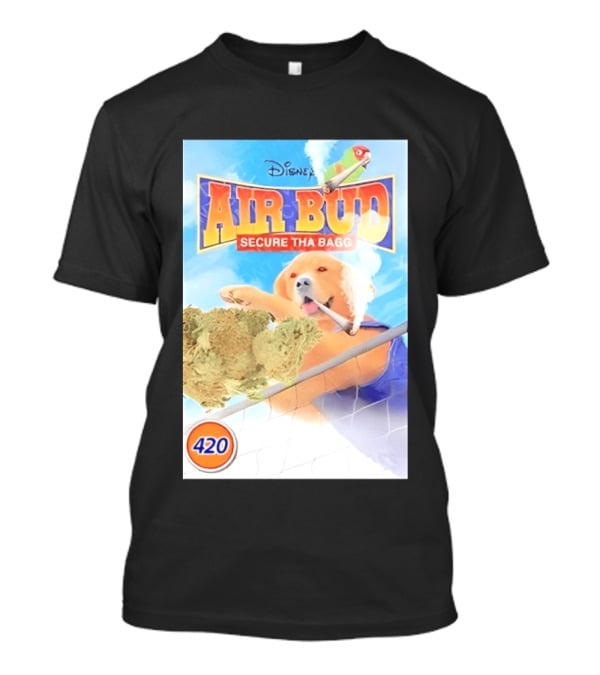 Disney Air Bud Secure Tha Bagg 420 Meme Basketball Dog Smoking T-Shirt