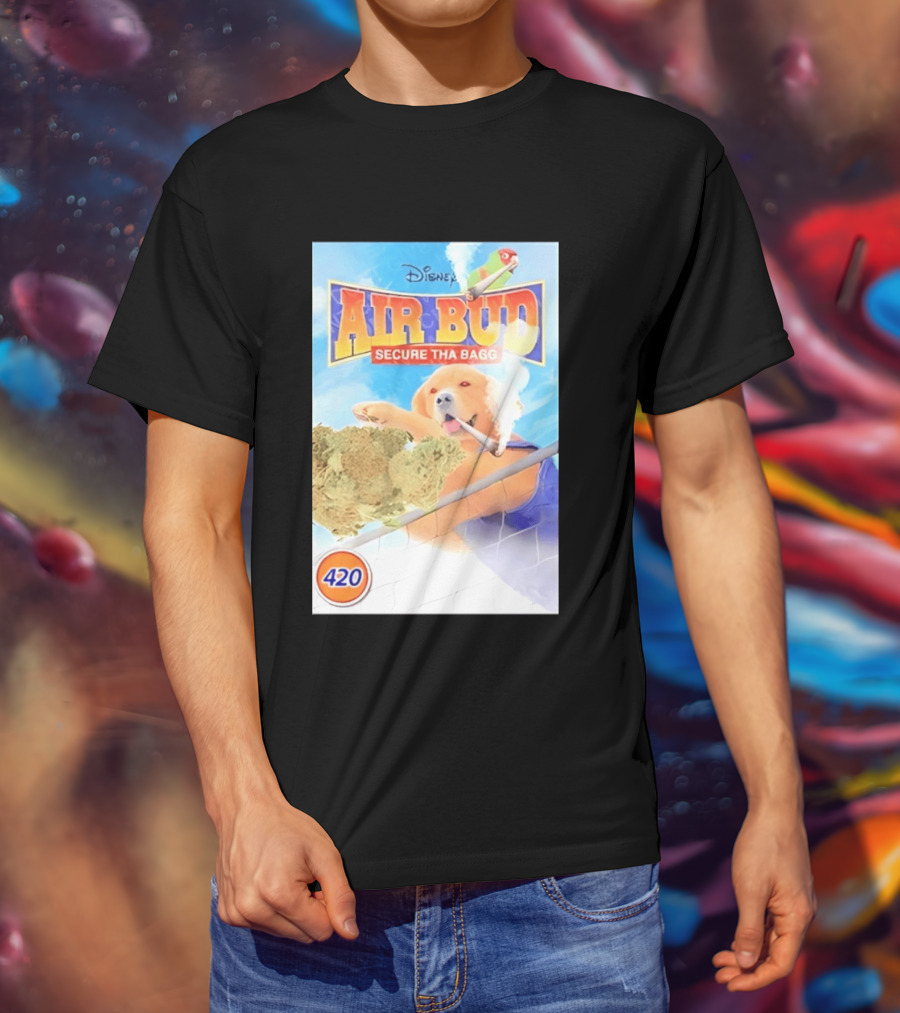 Disney Air Bud Secure Tha Bagg 420 Meme Basketball Dog Smoking T-Shirt