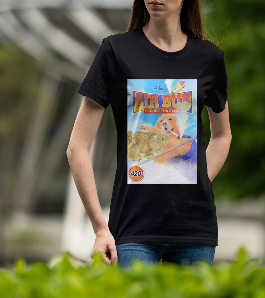 Disney Air Bud Secure Tha Bagg 420 Meme Basketball Dog Smoking T-Shirt