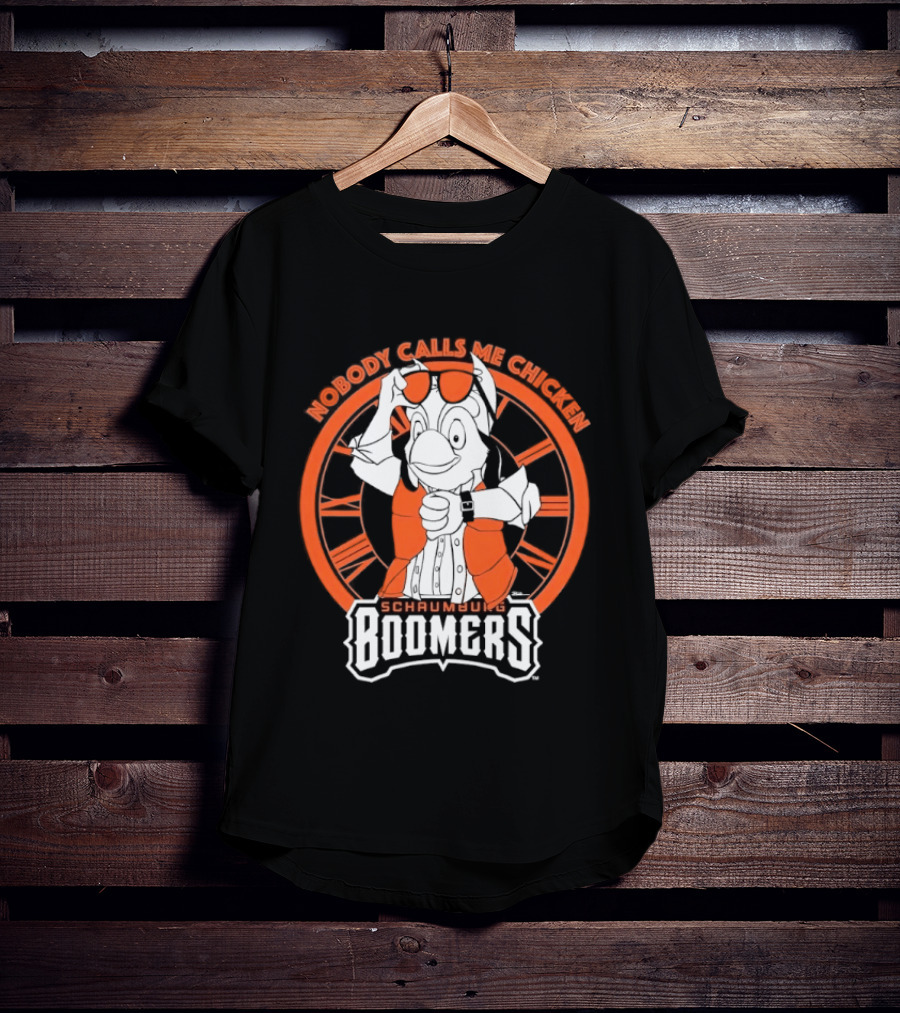 Schaumburg Boomers Nobody Calls Me Chicken Baseball Team Orange And White T-Shirt
