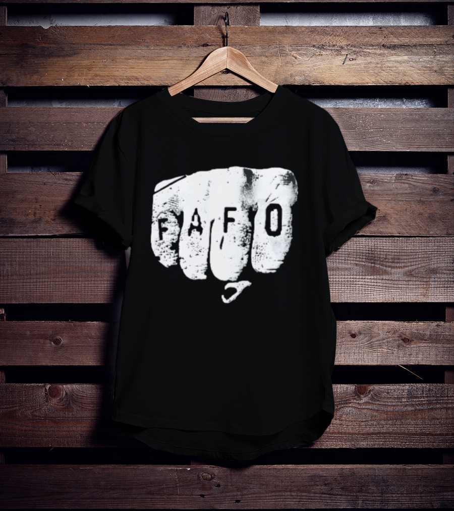 FAFO Distressed Clenched Fist Knuckle Punch Black And White T-Shirt