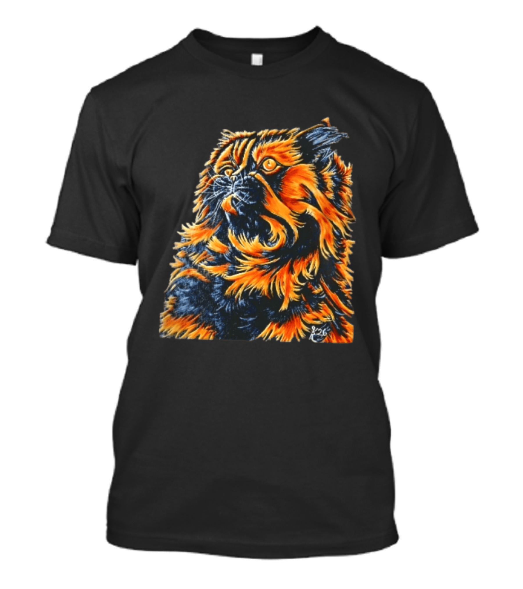 Fluffy Orange Black Tortoiseshell Persian Cat Painting 8/26 T-Shirt