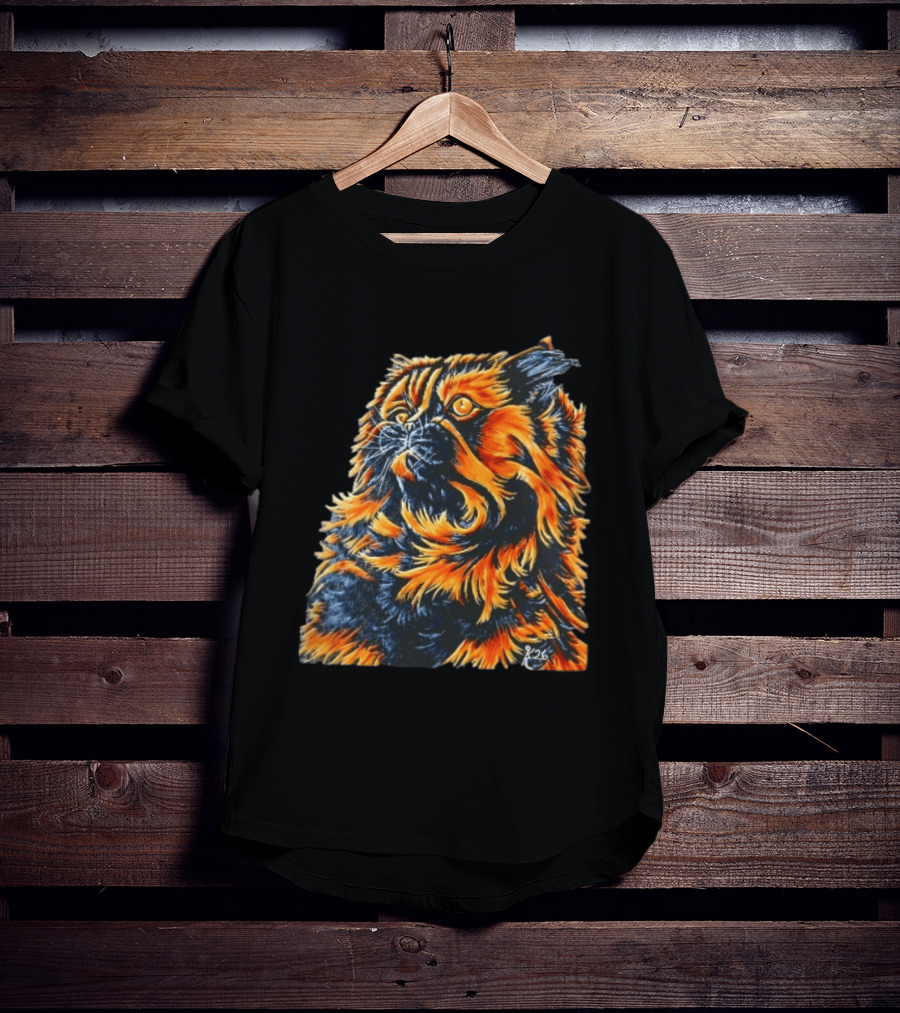 Fluffy Orange Black Tortoiseshell Persian Cat Painting 8/26 T-Shirt