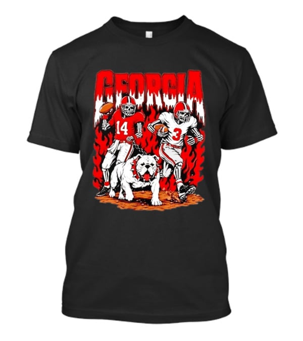 Georgia Bulldogs Football Skeleton Players 14 And 3 With Bulldog T-Shirt