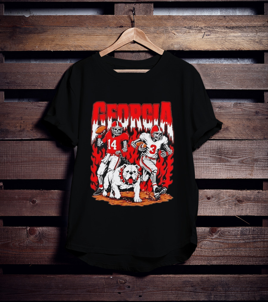 Georgia Bulldogs Football Skeleton Players 14 And 3 With Bulldog T-Shirt