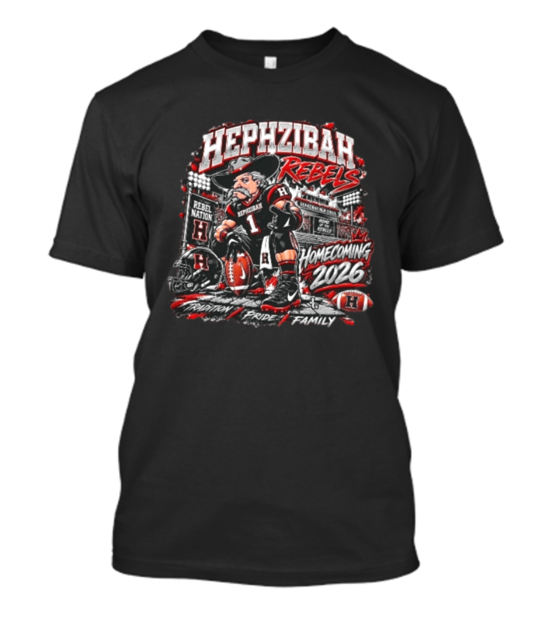 Hephzibah Rebels Rebel Nation Homecoming 2026 Tradition Pride Family Football Stadium T-Shirt