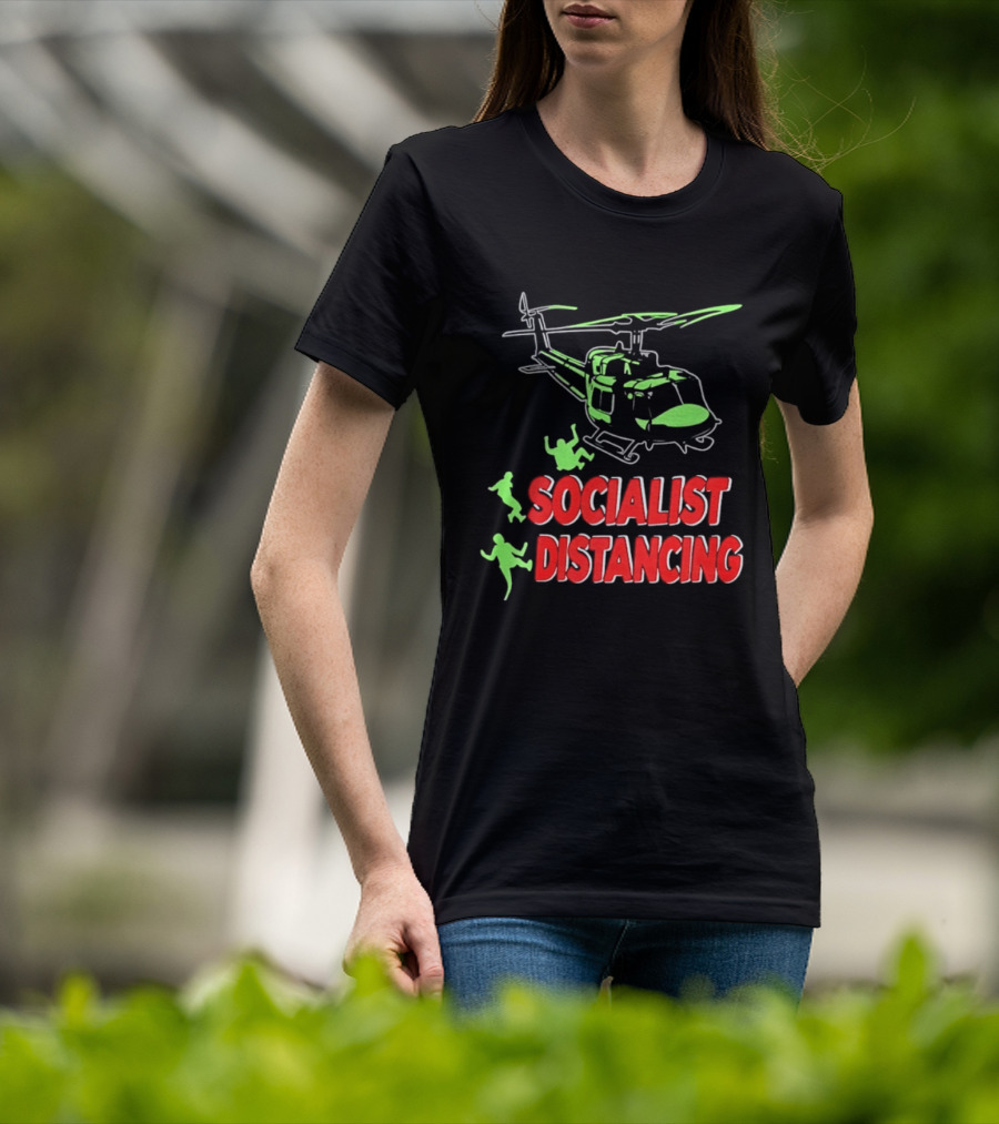 Socialist Distancing Helicopter Retro Military Humor T-Shirt