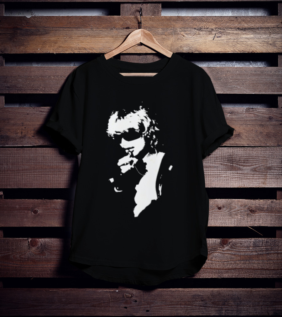 High Contrast Stencil Style Iconic Sunglasses Smoking Man T-Shirt