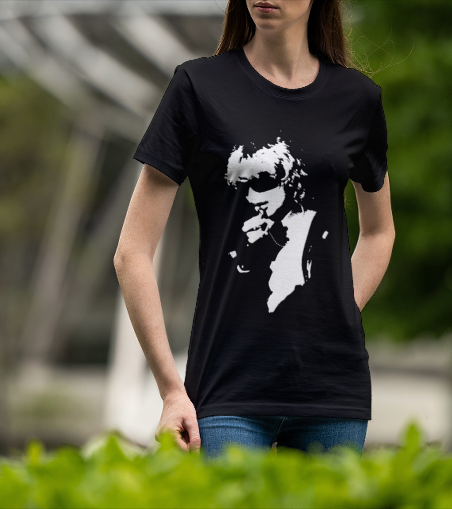 High Contrast Stencil Style Iconic Sunglasses Smoking Man T-Shirt
