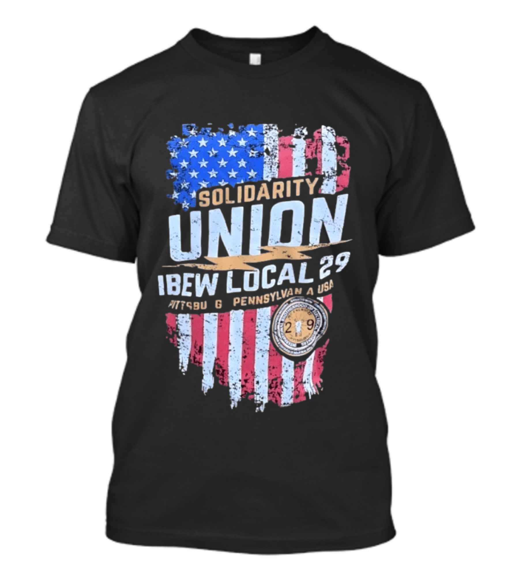 Solidarity Union IBEW Local 29 Pennsylvania USA American Flag T-Shirt