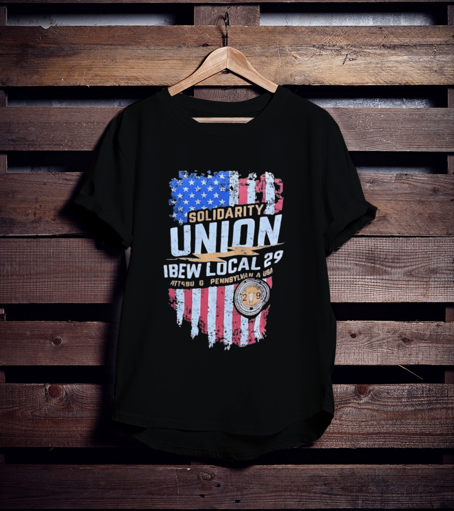 Solidarity Union IBEW Local 29 Pennsylvania USA American Flag T-Shirt
