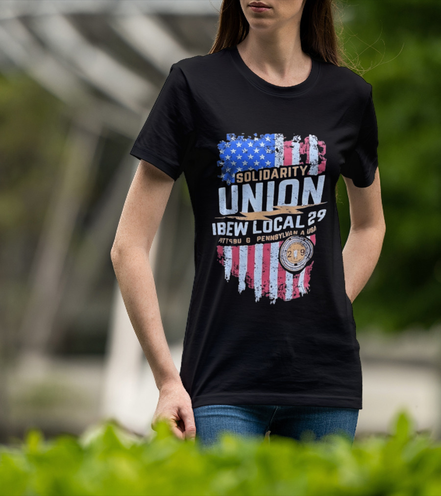 Solidarity Union IBEW Local 29 Pennsylvania USA American Flag T-Shirt