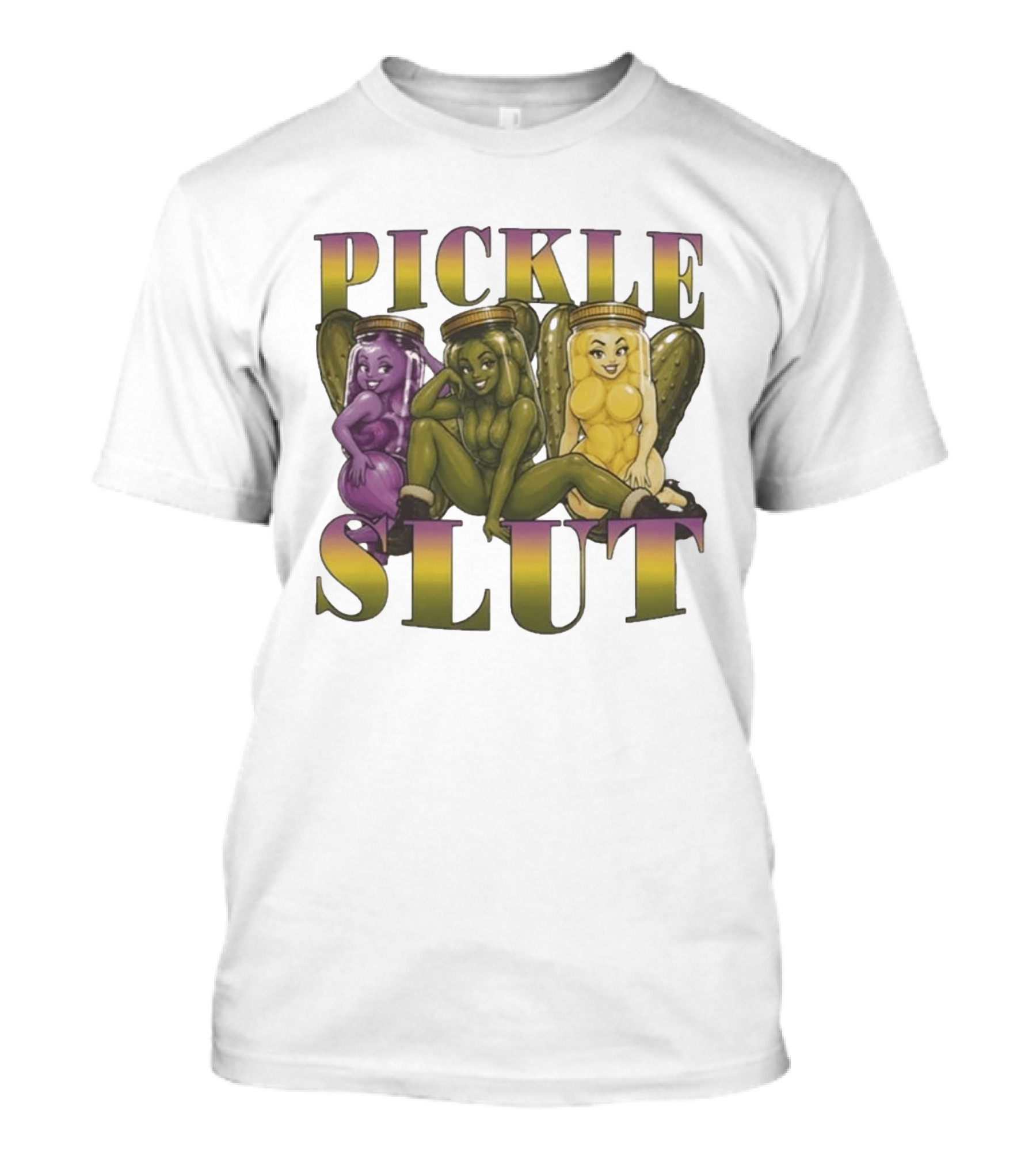 Pickle Slut Food Humor Cute Cartoon Jar Characters T-Shirt