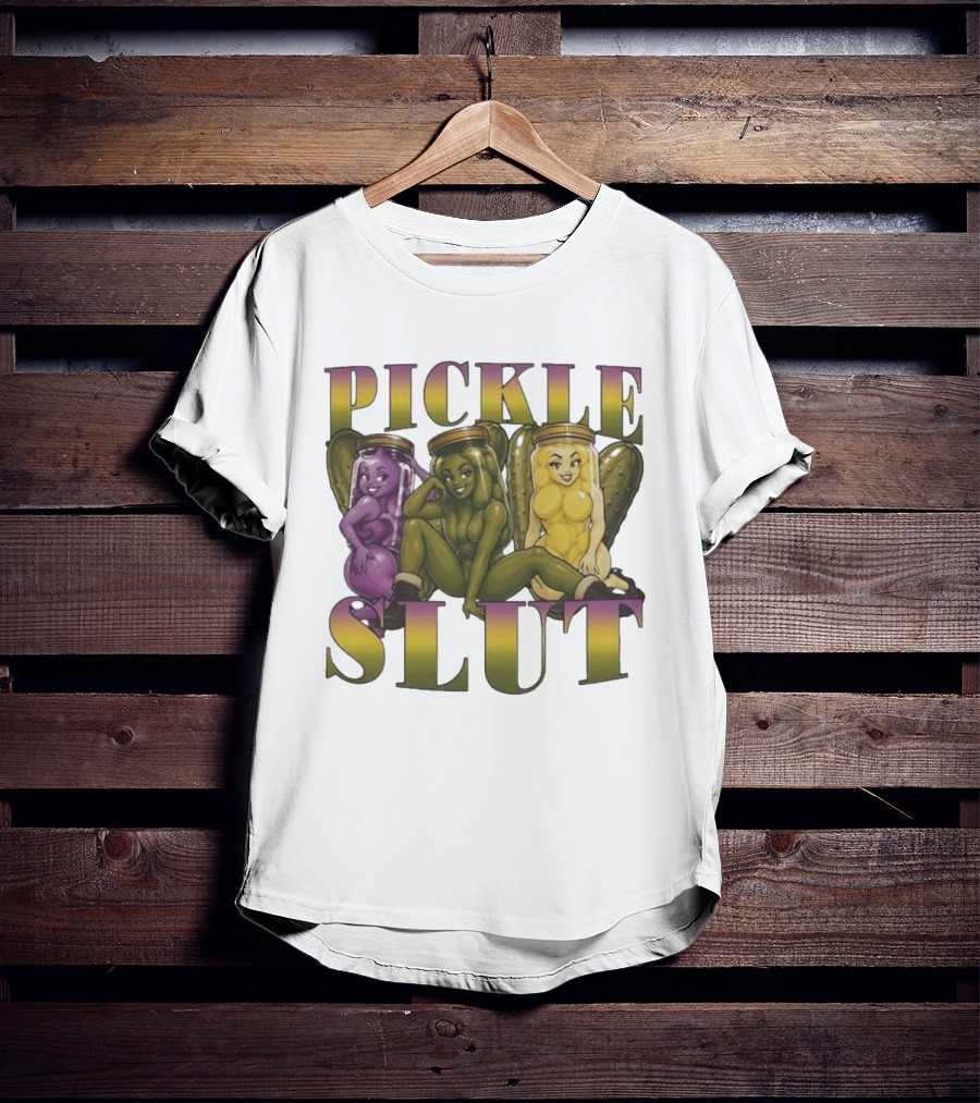 Pickle Slut Food Humor Cute Cartoon Jar Characters T-Shirt