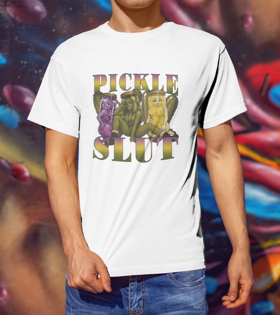 Pickle Slut Food Humor Cute Cartoon Jar Characters T-Shirt