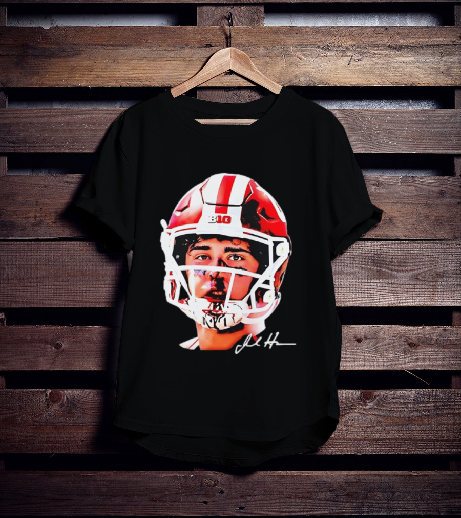 Indiana Hoosiers Big Ten Football Jack Howes Signature Helmet T-Shirt