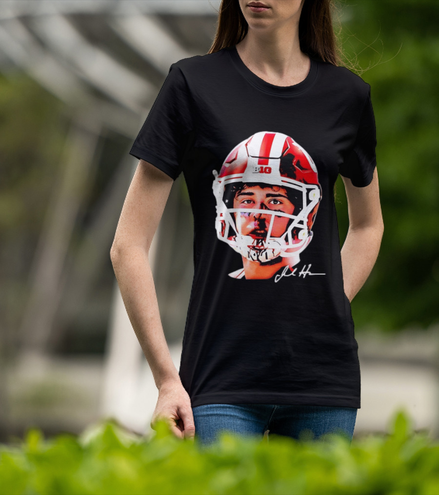 Indiana Hoosiers Big Ten Football Jack Howes Signature Helmet T-Shirt