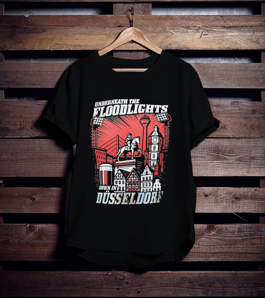 Underneath The Floodlights Düsseldorf Skyline And Equine Monument T-Shirt