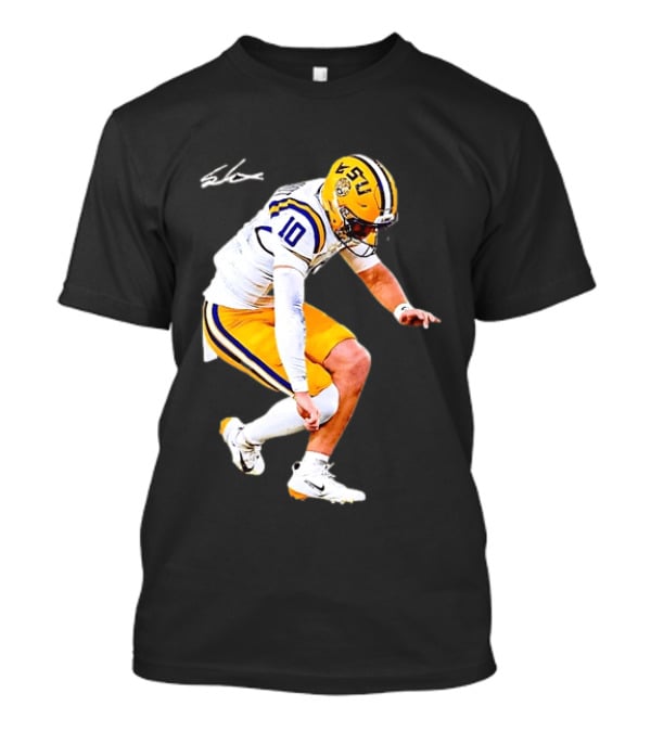 Joe Burrow LSU Tigers Number 10 Football Player Signature T-Shirt