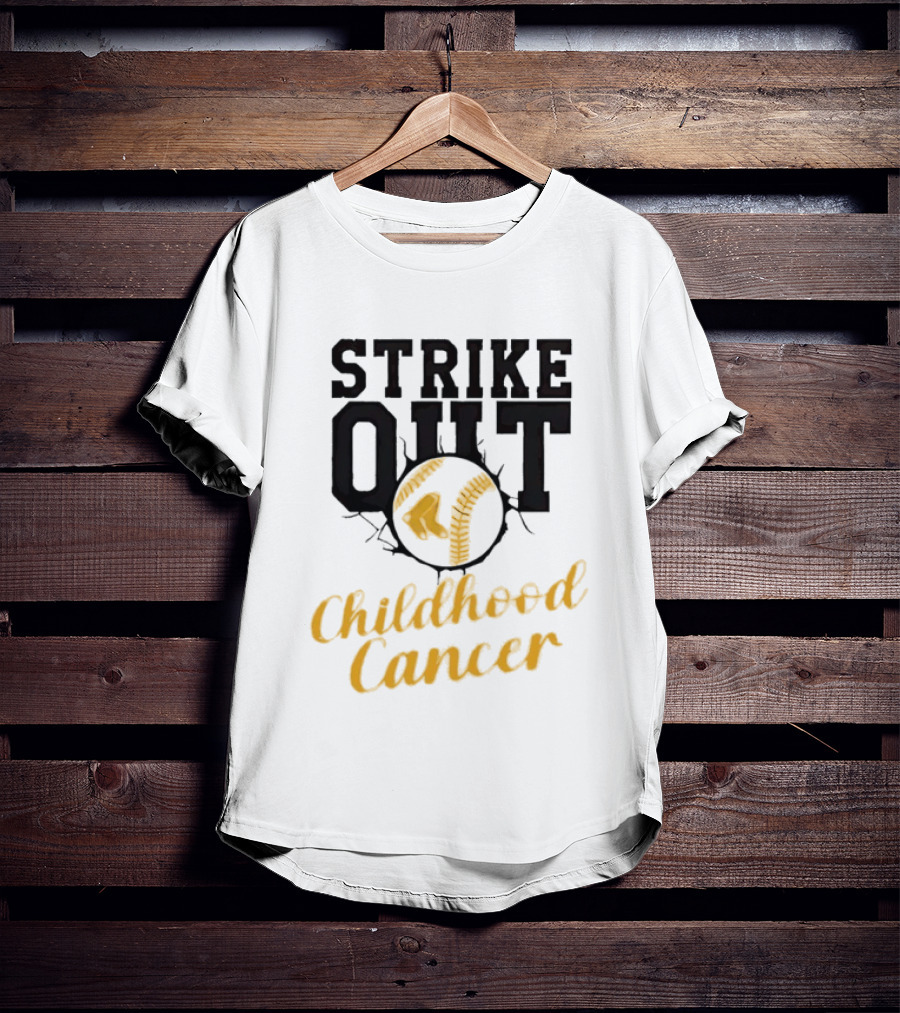 Strike Out Childhood Cancer Boston Red Sox Baseball Team Awareness T-Shirt