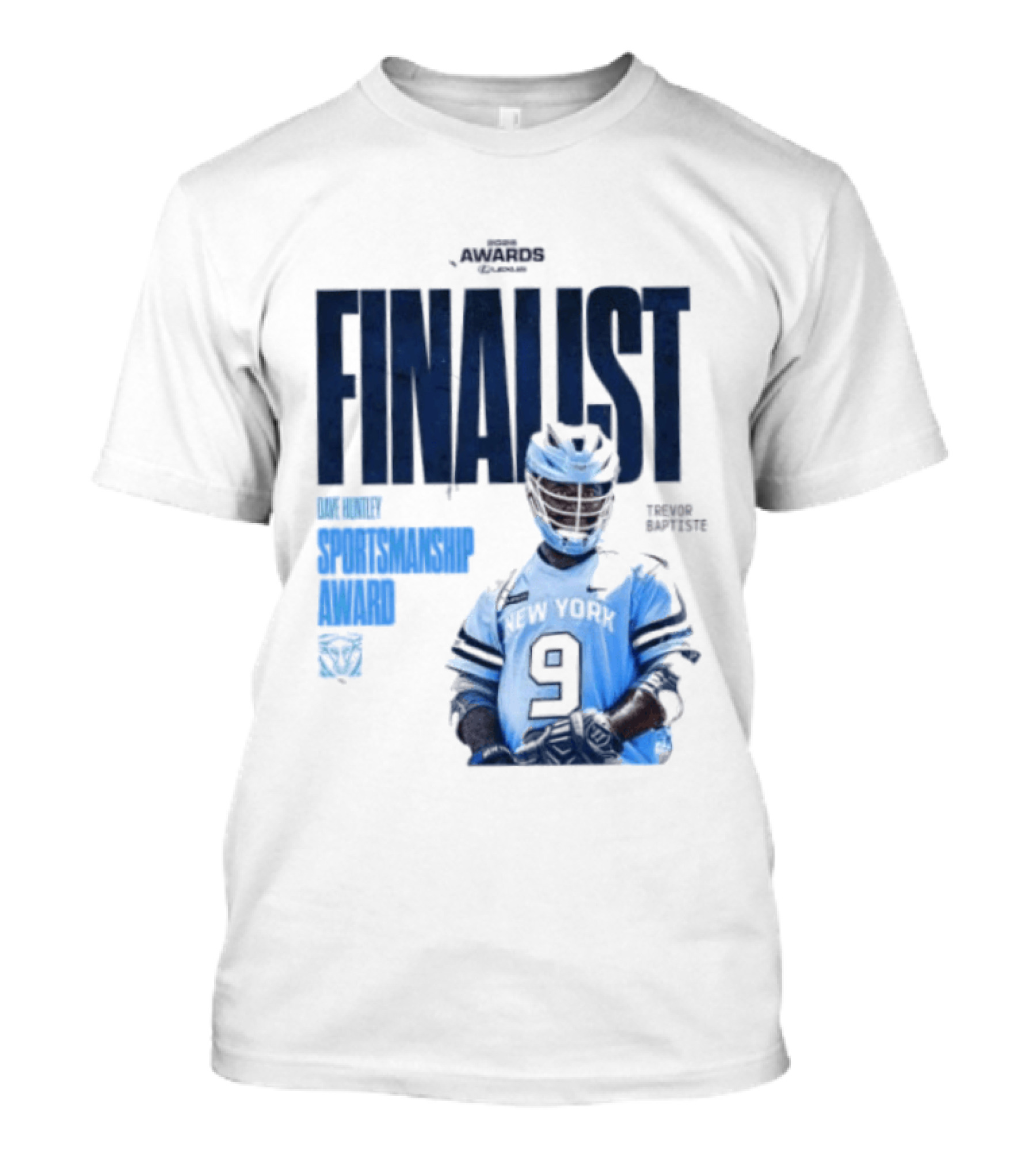 Trevor Baptiste NY Atlas 2026 Dave Huntley Sportsmanship Award Finalist New York Sports Team Number 9 T-Shirt