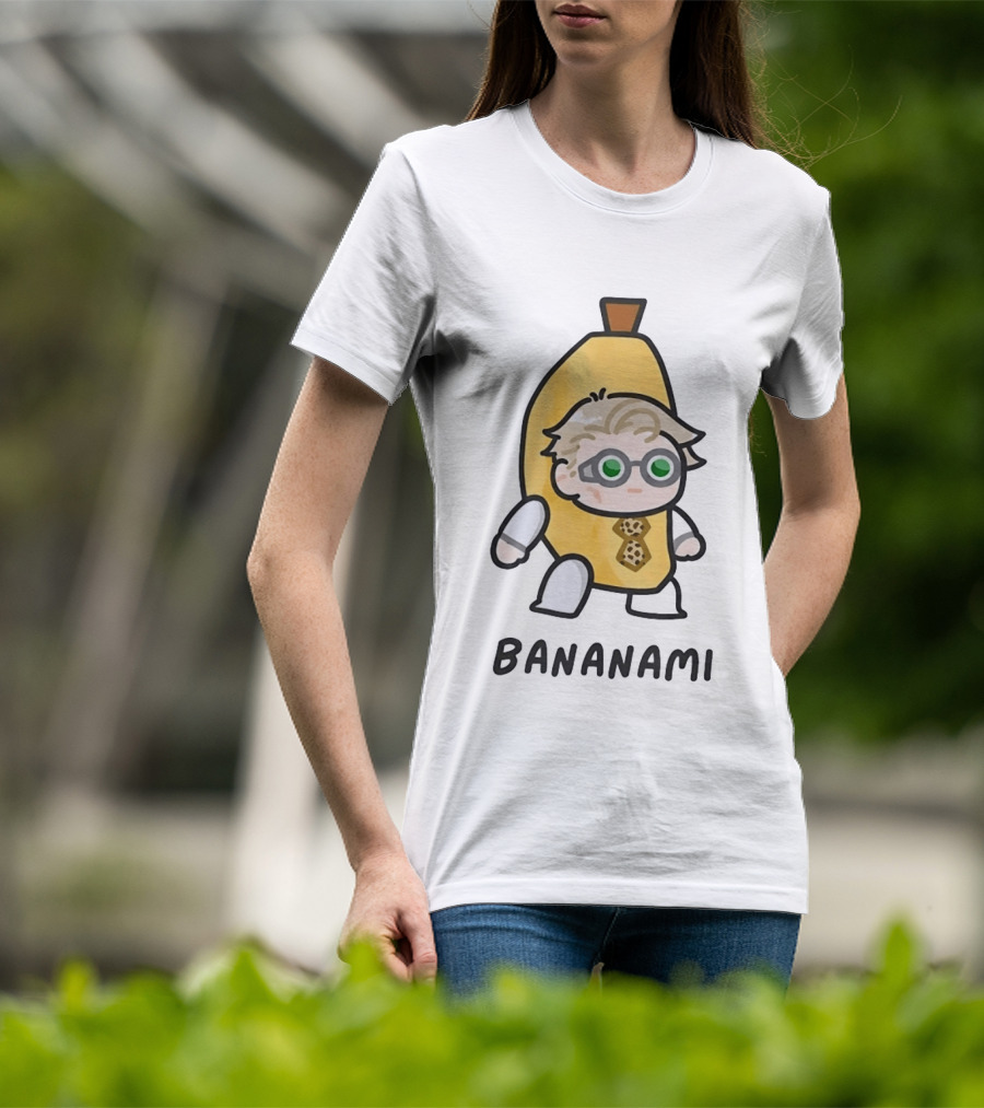 Bananami Cute Chibi Anime Banana Costume With Glasses And Tie T-Shirt