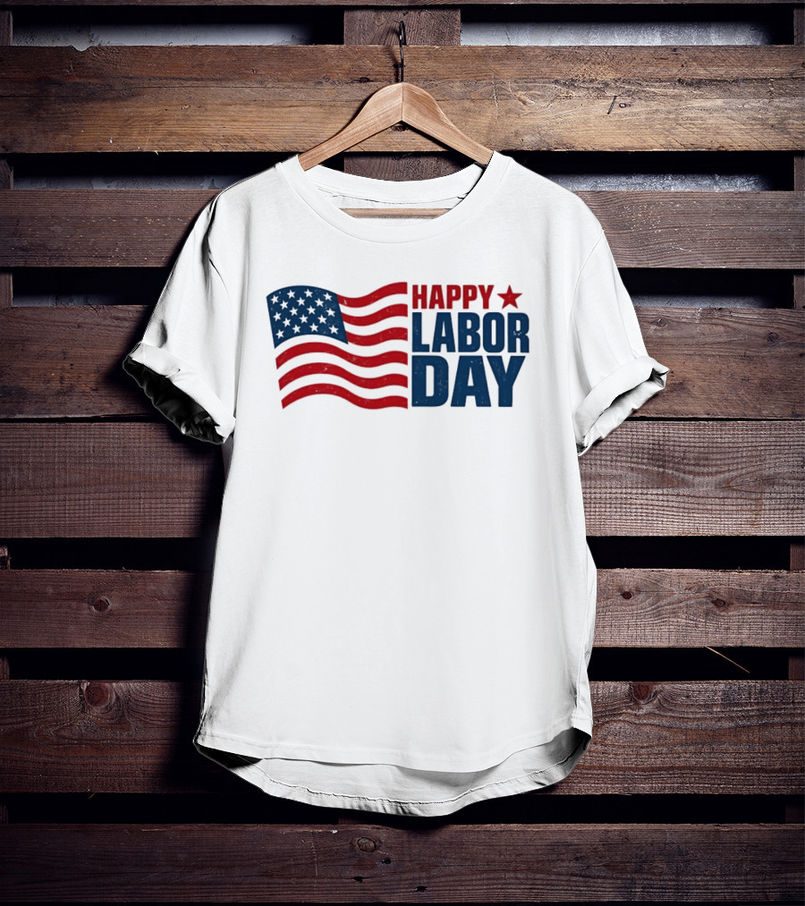 Happy Labor Day Distressed American Flag Stars Stripes T-Shirt
