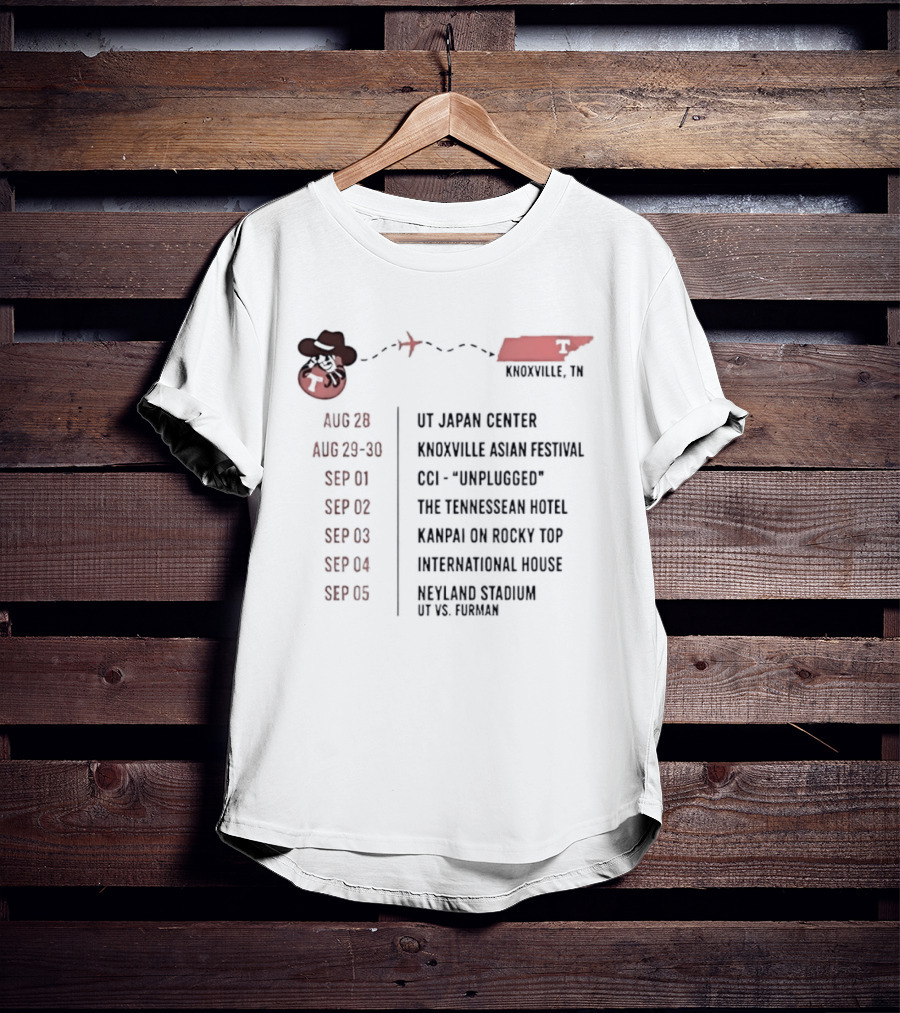 Knoxville TN Event Schedule UT Japan Center Festival Unplugged Hotel Rocky Top Stadium T-Shirt