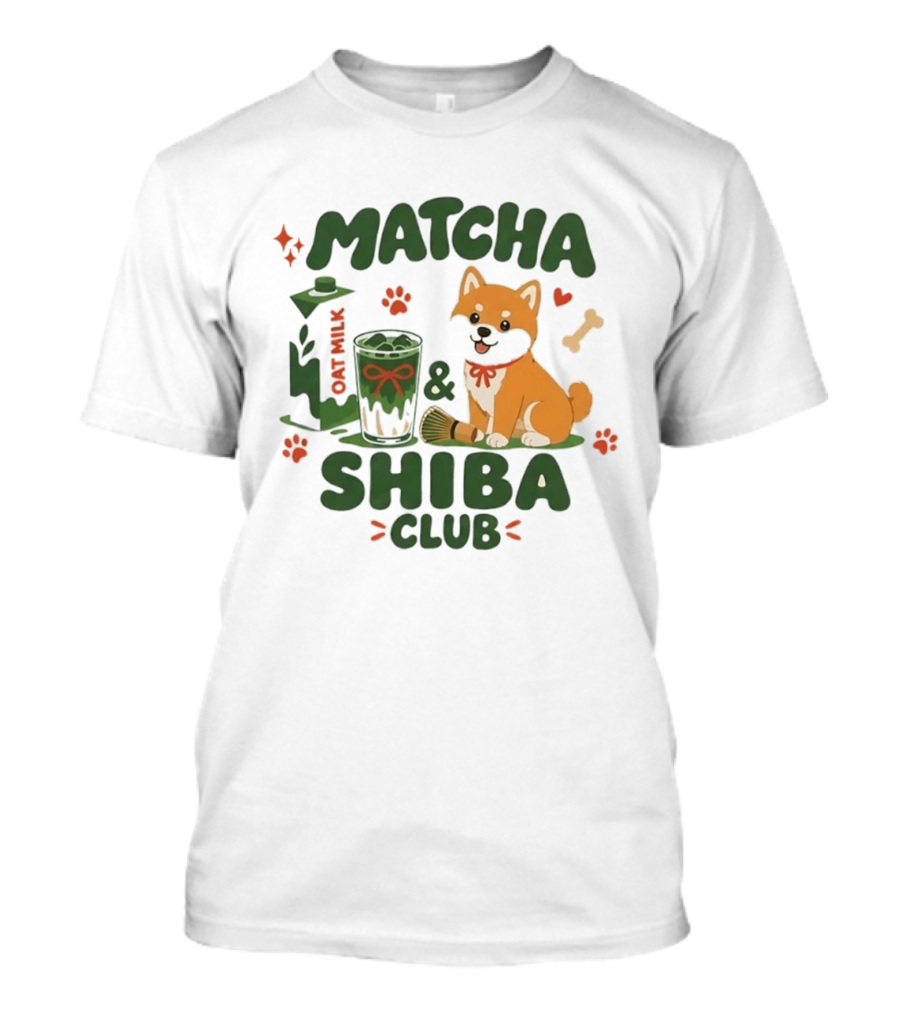Matcha Shiba Club Oat Milk Dog Lover Tea Aesthetic T-Shirt