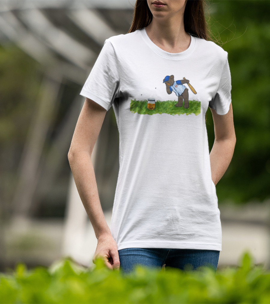 South Bend Cubs Bear With Baseball Bat And Honey Jar On Grass T-Shirt