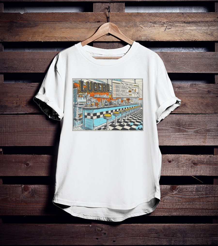 Lucero Fall Tour 2026 Diner Indie Rock Showdeer Vintage Americana Scenery T-Shirt
