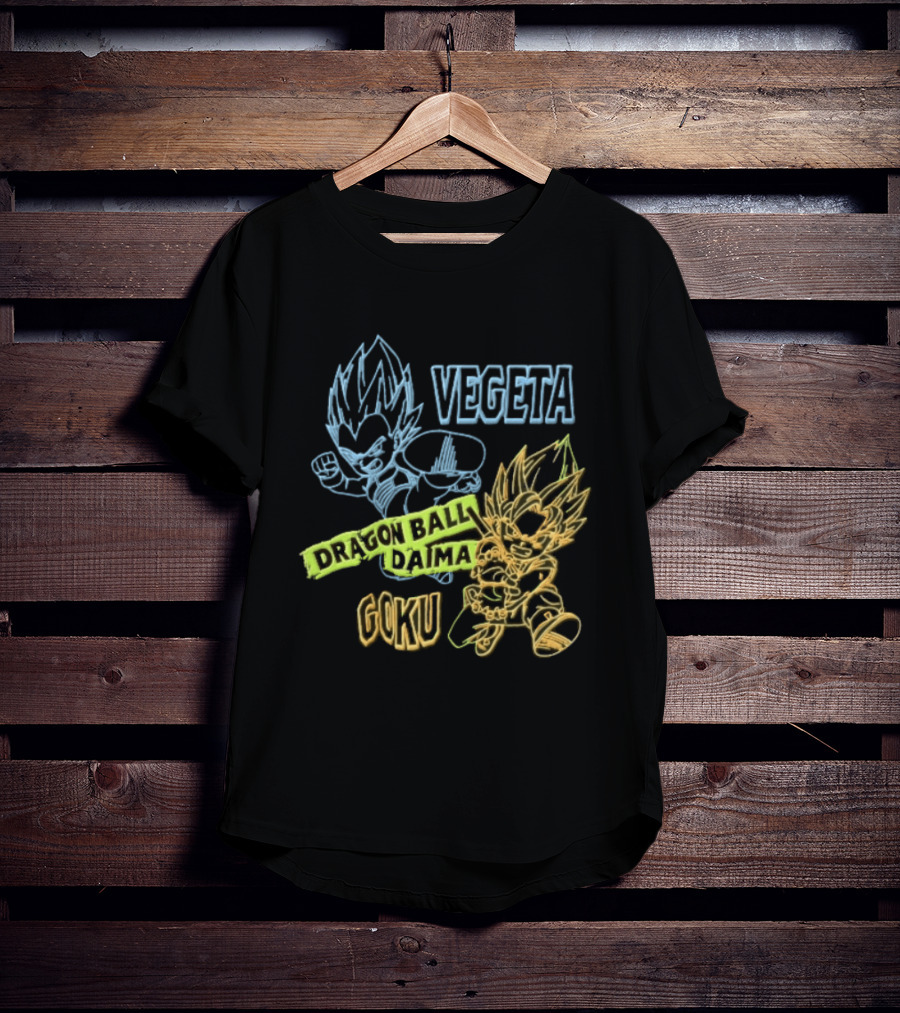Dragon Ball Daima Vegeta Goku Neon Line Anime Characters Action Poses T-Shirt