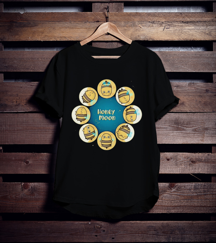 Honey Moon Bee Phases Astronomical Nature Cycle T-Shirt