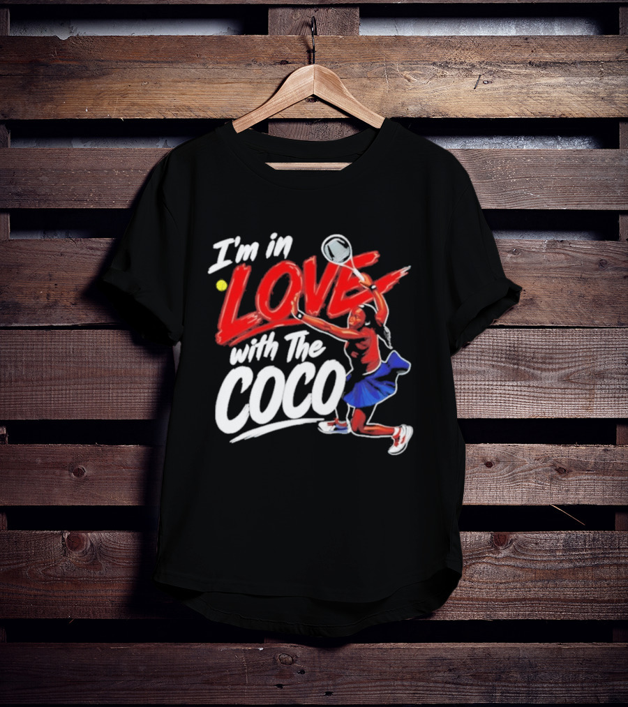 I'm In Love With The Coco Tennis Slam Action Bold Red And White T-Shirt