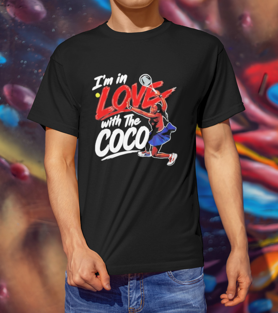 I'm In Love With The Coco Tennis Slam Action Bold Red And White T-Shirt