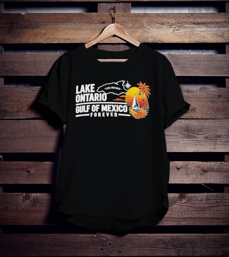 Lake Ontario Gulf Of Mexico Map Sunset Palm 2026 T-Shirt