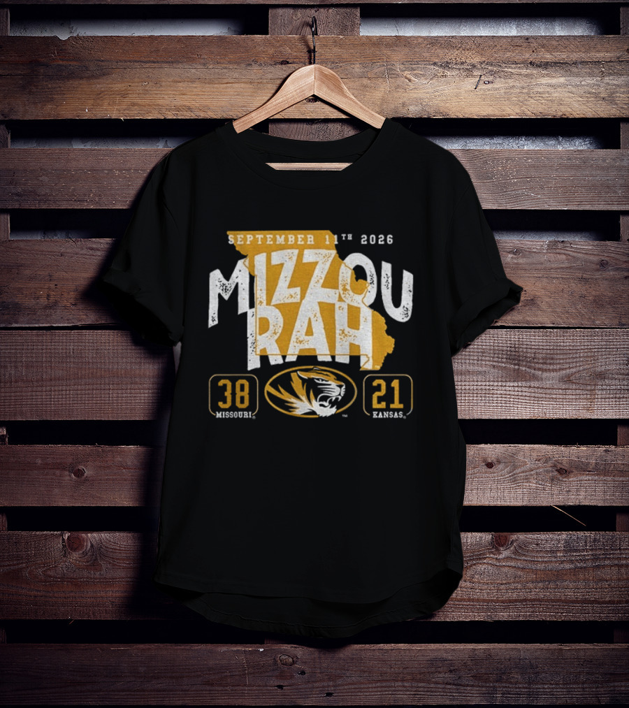 Missouri Tigers 38 Vs Kansas Jayhawks 21 Mizzou Rah September 11th 2026 T-Shirt