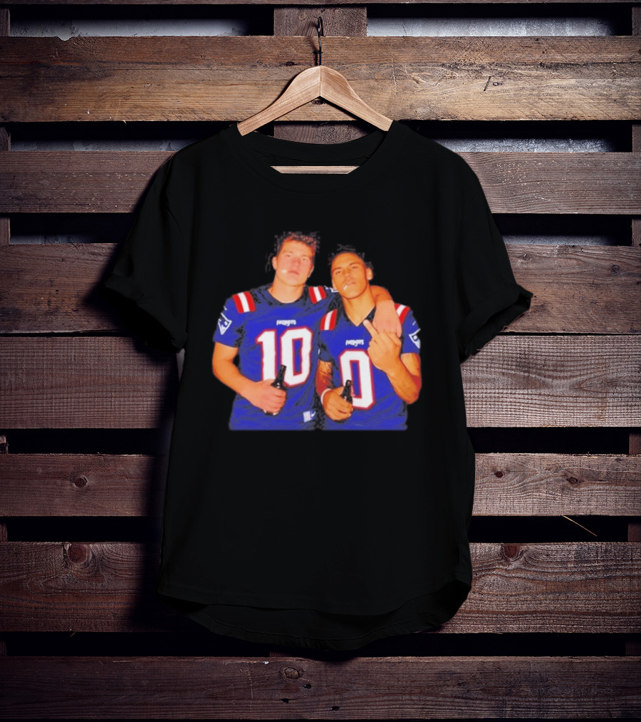 New England Patriots Drake Maye Christian Gonzalez Middle Finger Beer T-Shirt