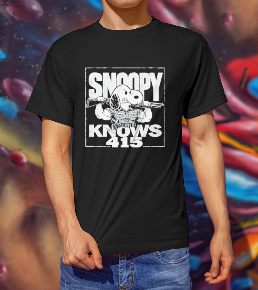 Snoopy Knows 415 Peanuts Police Officer Gun T-Shirt