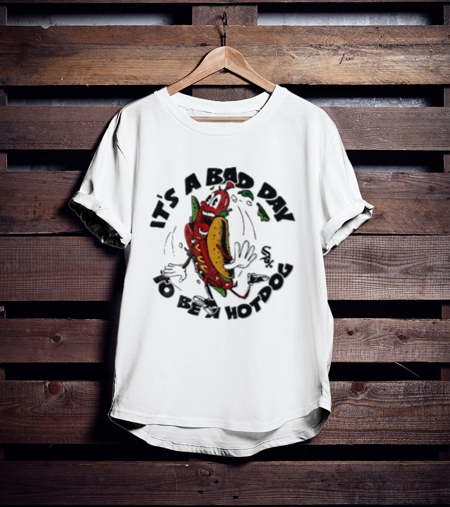 Chicago White Sox MLB It's A Bad Day To Be Hotdog Panicked Cartoon Sausage Running T-Shirt