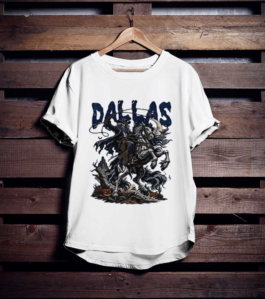 Dallas Cowboys Skeleton Horse Rider Halloween T-Shirt
