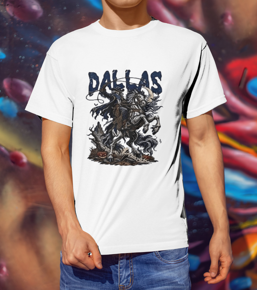 Dallas Cowboys Skeleton Horse Rider Halloween T-Shirt